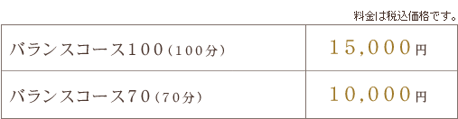 バランスコース価格表